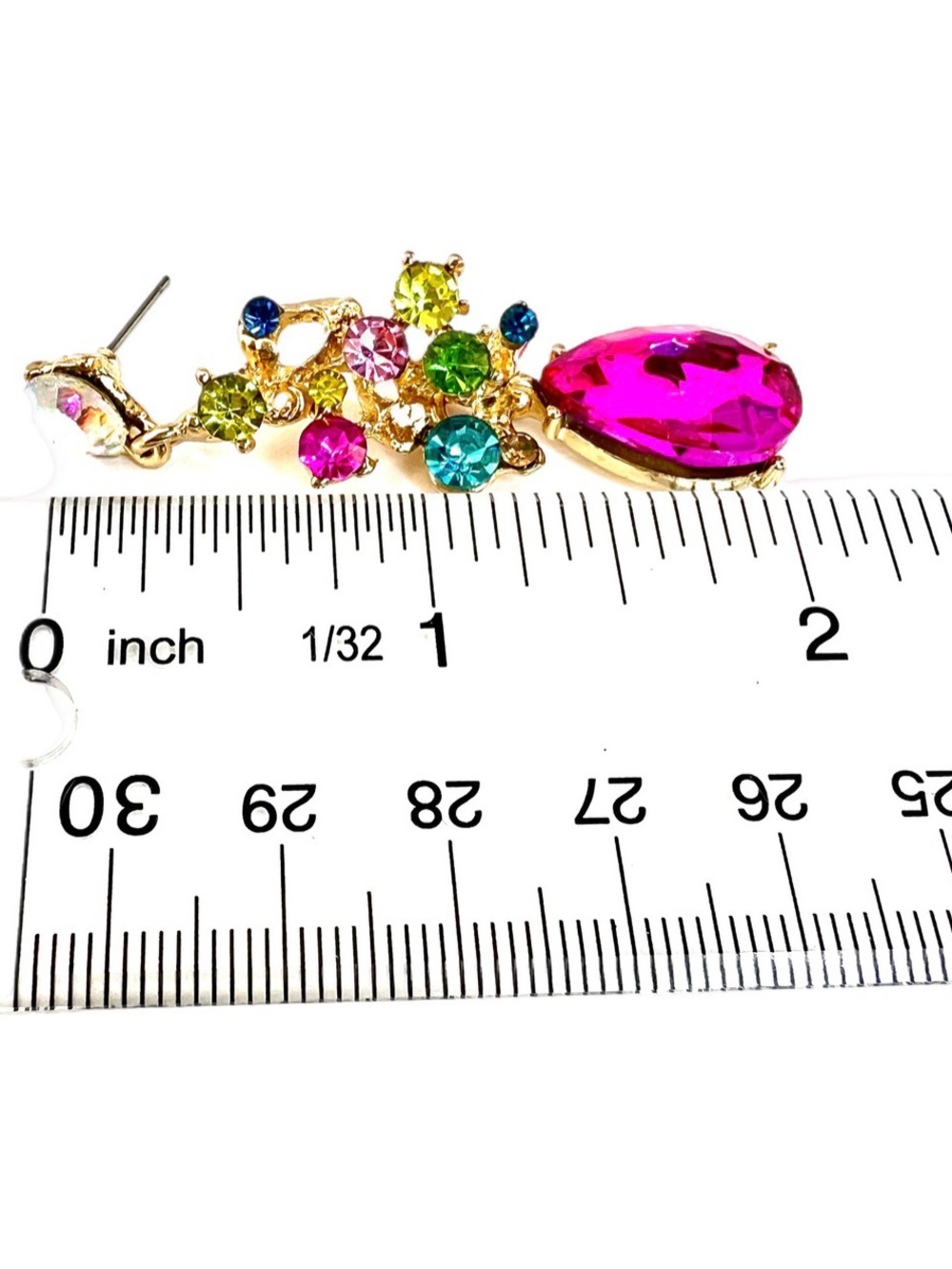 Multicolor Crystal Teardrop Necklace & Earring Set - Gold Tone - Picture 4 of 6